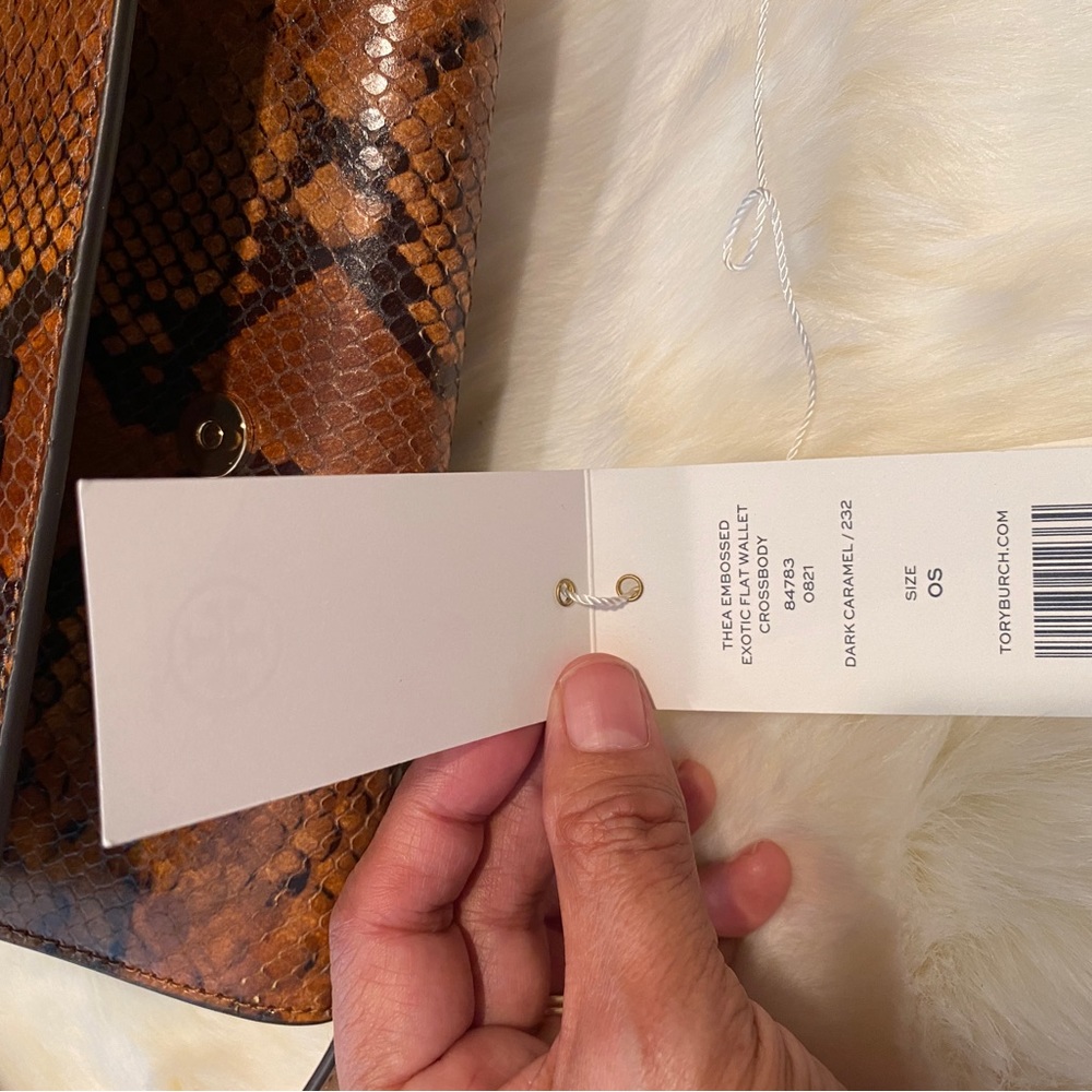 Tory Burch Thea embossed exotic flat wallet crossbody - Picture 8 of 12